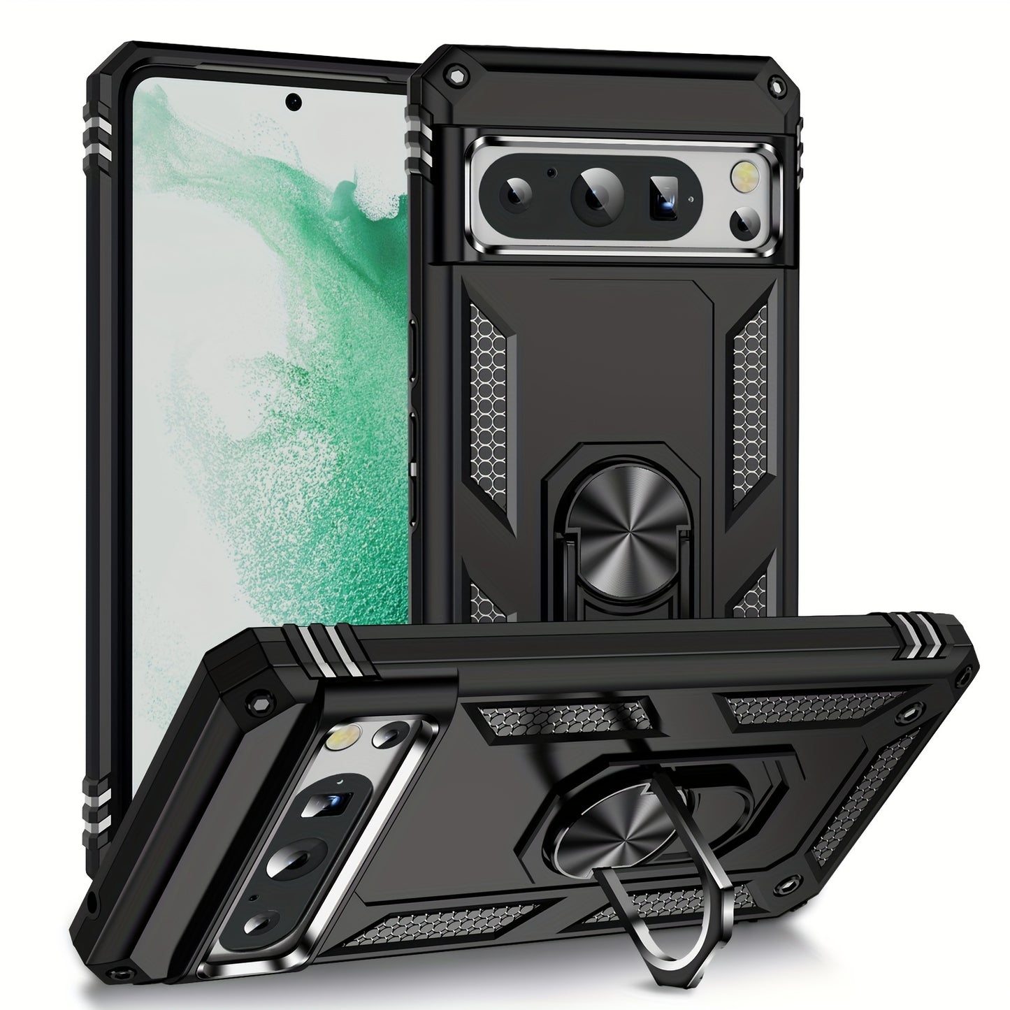TPU+PC Two-in-one Ring Bracket Anti-fall Phone Case - Suitable For Google 3A/3A XL/4A/4A 5g/Pixel 5/5A 5g/Pixel 6/6 Pro/6A/Pixel 7/7Pro/7A/Pixel 8/8PRO - For Men & Women - Protect Your Phone - Perfect Gift for Tech Lovers