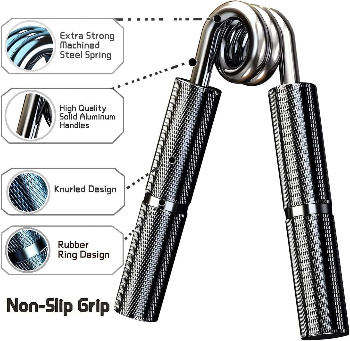 1pc YZLSPORTS Aluminum Alloy Hand Grip Strengthener, 50-350 LB Metal Hand Gripper for Enhanced Grip and Forearm Strength, Uncharged Fitness Equipment for Training and Exercise, Black - Ideal for New Year, Easter, Halloween, I