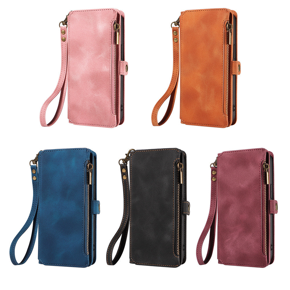 For IPhone 15/14/13/12/11 Pro Max Phone Case, Blocking Wallet Case For Women Men With 9 Credit Card Holder Zipper PU Faux Leather Protective Phone Cover