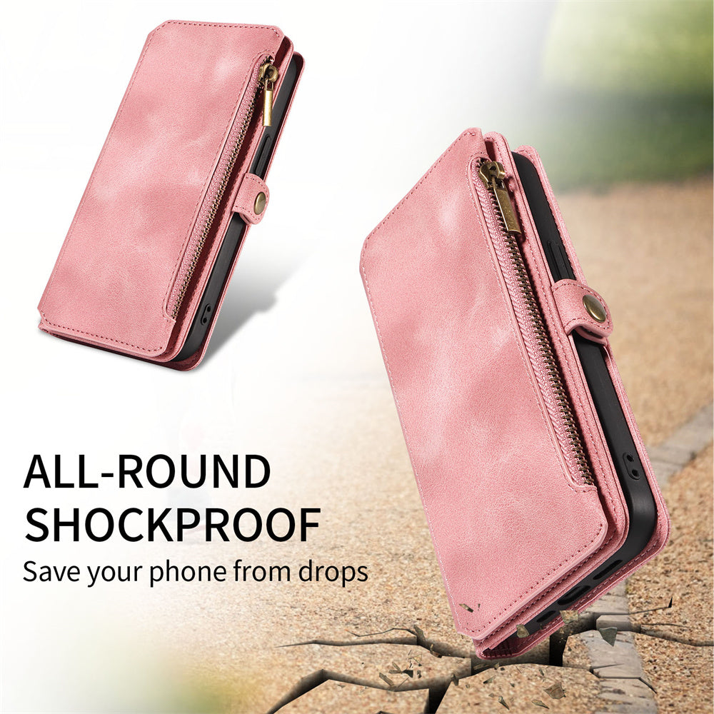 For IPhone 15/14/13/12/11 Pro Max Phone Case, Blocking Wallet Case For Women Men With 9 Credit Card Holder Zipper PU Faux Leather Protective Phone Cover