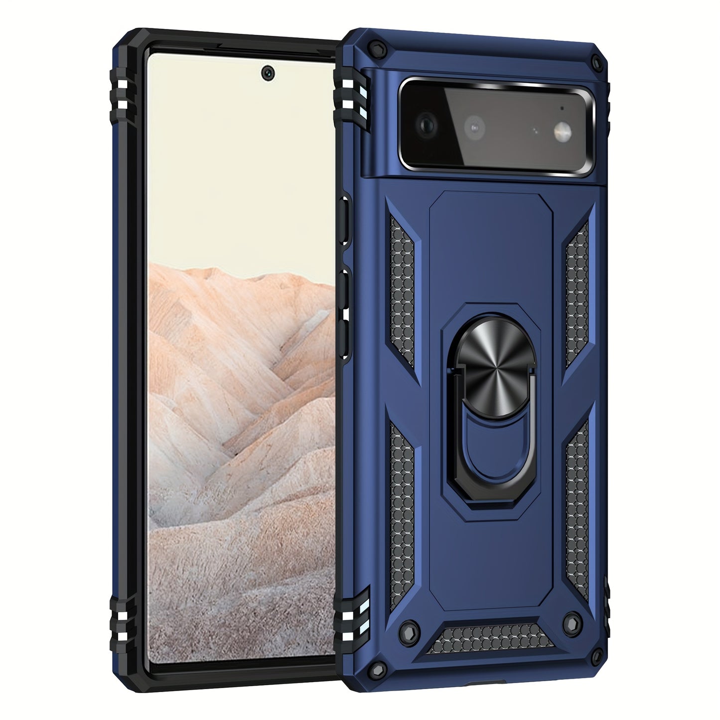 TPU+PC Two-in-one Ring Bracket Anti-fall Phone Case - Suitable For Google 3A/3A XL/4A/4A 5g/Pixel 5/5A 5g/Pixel 6/6 Pro/6A/Pixel 7/7Pro/7A/Pixel 8/8PRO - For Men & Women - Protect Your Phone - Perfect Gift for Tech Lovers
