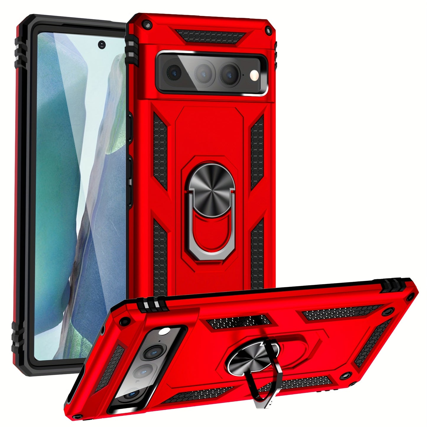 TPU+PC Two-in-one Ring Bracket Anti-fall Phone Case - Suitable For Google 3A/3A XL/4A/4A 5g/Pixel 5/5A 5g/Pixel 6/6 Pro/6A/Pixel 7/7Pro/7A/Pixel 8/8PRO - For Men & Women - Protect Your Phone - Perfect Gift for Tech Lovers