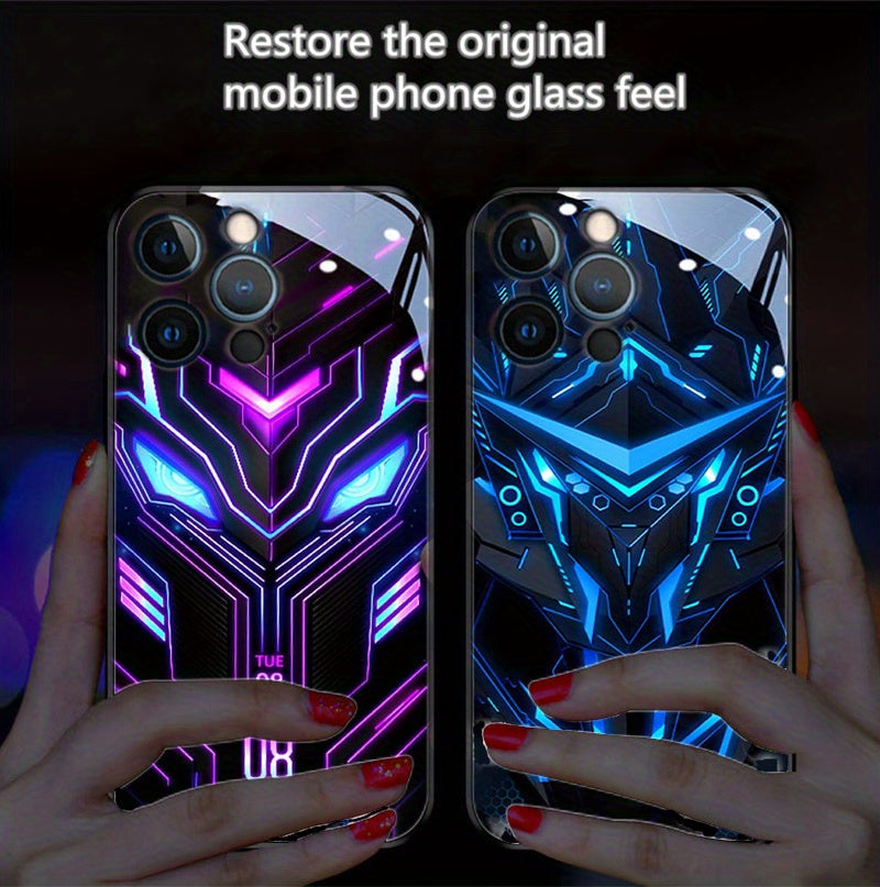 1 Pc Vibrant LED Voice-Activated Phone Case - Smart Call Lighting, Shockproof Bumper, Frosty Skin Feel, Anti-Scratch for IPhone 14/14Plus/14Pro/14Pro Max, IPhone13/13Mini/13Pro/13Pro Max - Colorful Glowing Fun