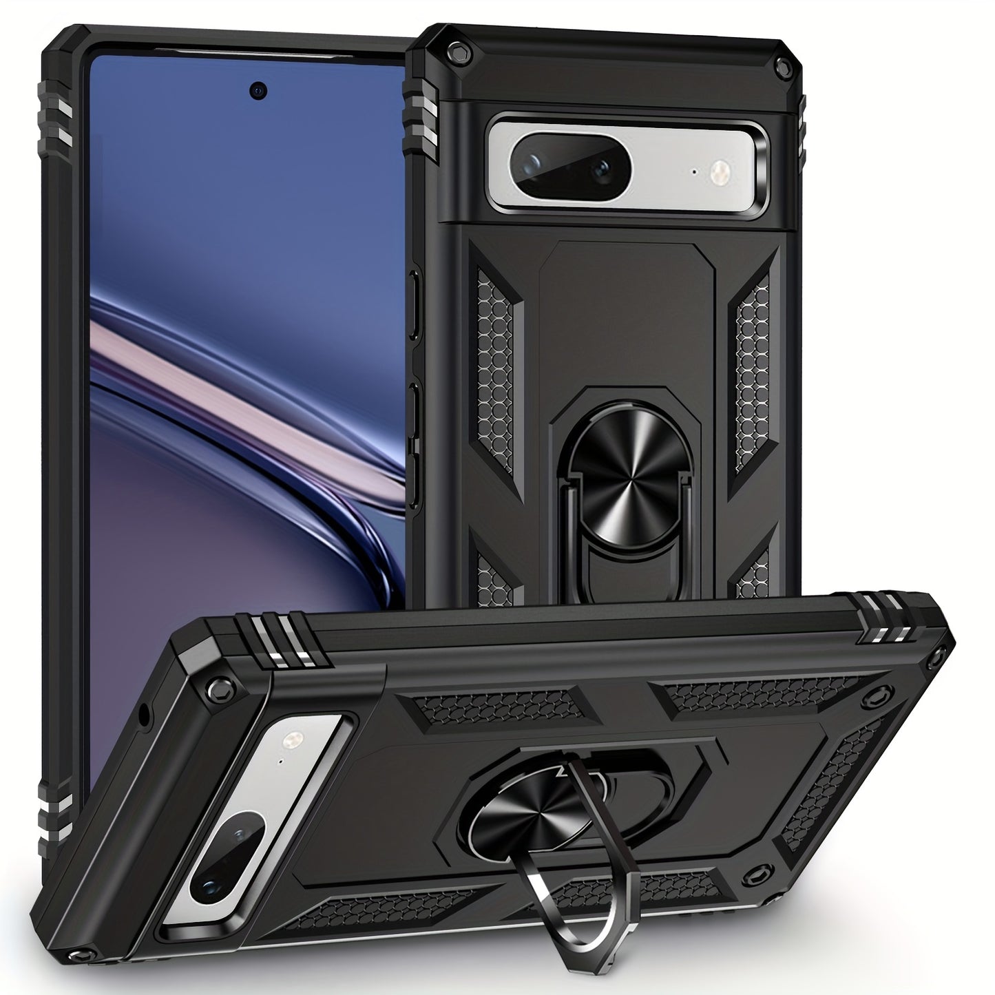 TPU+PC Two-in-one Ring Bracket Anti-fall Phone Case - Suitable For Google 3A/3A XL/4A/4A 5g/Pixel 5/5A 5g/Pixel 6/6 Pro/6A/Pixel 7/7Pro/7A/Pixel 8/8PRO - For Men & Women - Protect Your Phone - Perfect Gift for Tech Lovers