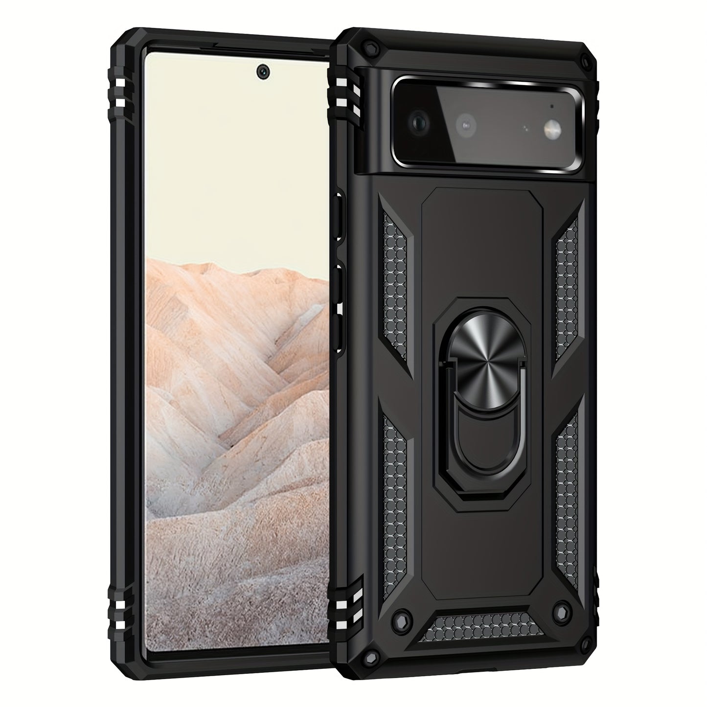 TPU+PC Two-in-one Ring Bracket Anti-fall Phone Case - Suitable For Google 3A/3A XL/4A/4A 5g/Pixel 5/5A 5g/Pixel 6/6 Pro/6A/Pixel 7/7Pro/7A/Pixel 8/8PRO - For Men & Women - Protect Your Phone - Perfect Gift for Tech Lovers