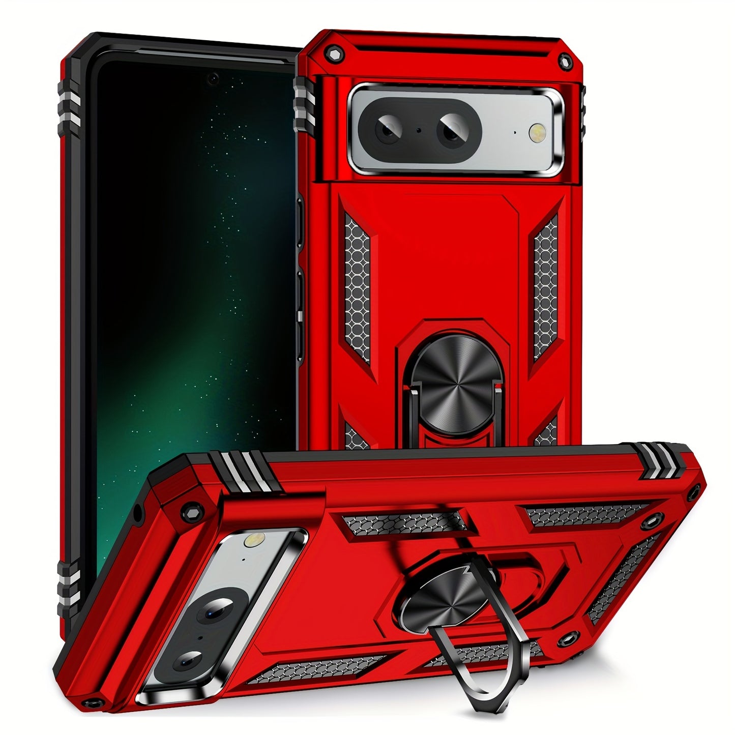 TPU+PC Two-in-one Ring Bracket Anti-fall Phone Case - Suitable For Google 3A/3A XL/4A/4A 5g/Pixel 5/5A 5g/Pixel 6/6 Pro/6A/Pixel 7/7Pro/7A/Pixel 8/8PRO - For Men & Women - Protect Your Phone - Perfect Gift for Tech Lovers