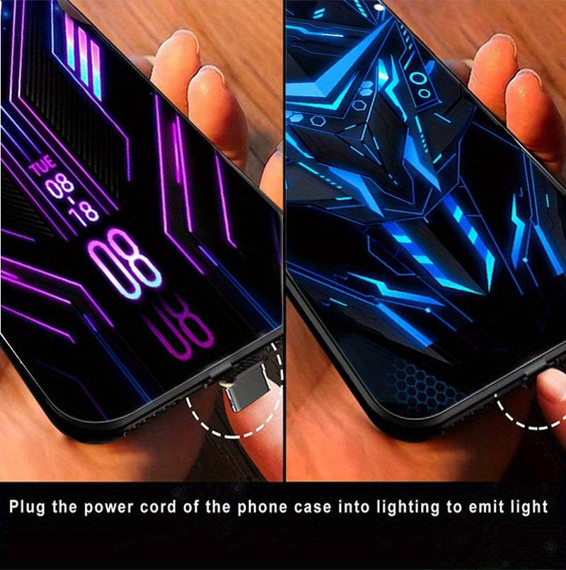 1 Pc Vibrant LED Voice-Activated Phone Case - Smart Call Lighting, Shockproof Bumper, Frosty Skin Feel, Anti-Scratch for IPhone 14/14Plus/14Pro/14Pro Max, IPhone13/13Mini/13Pro/13Pro Max - Colorful Glowing Fun