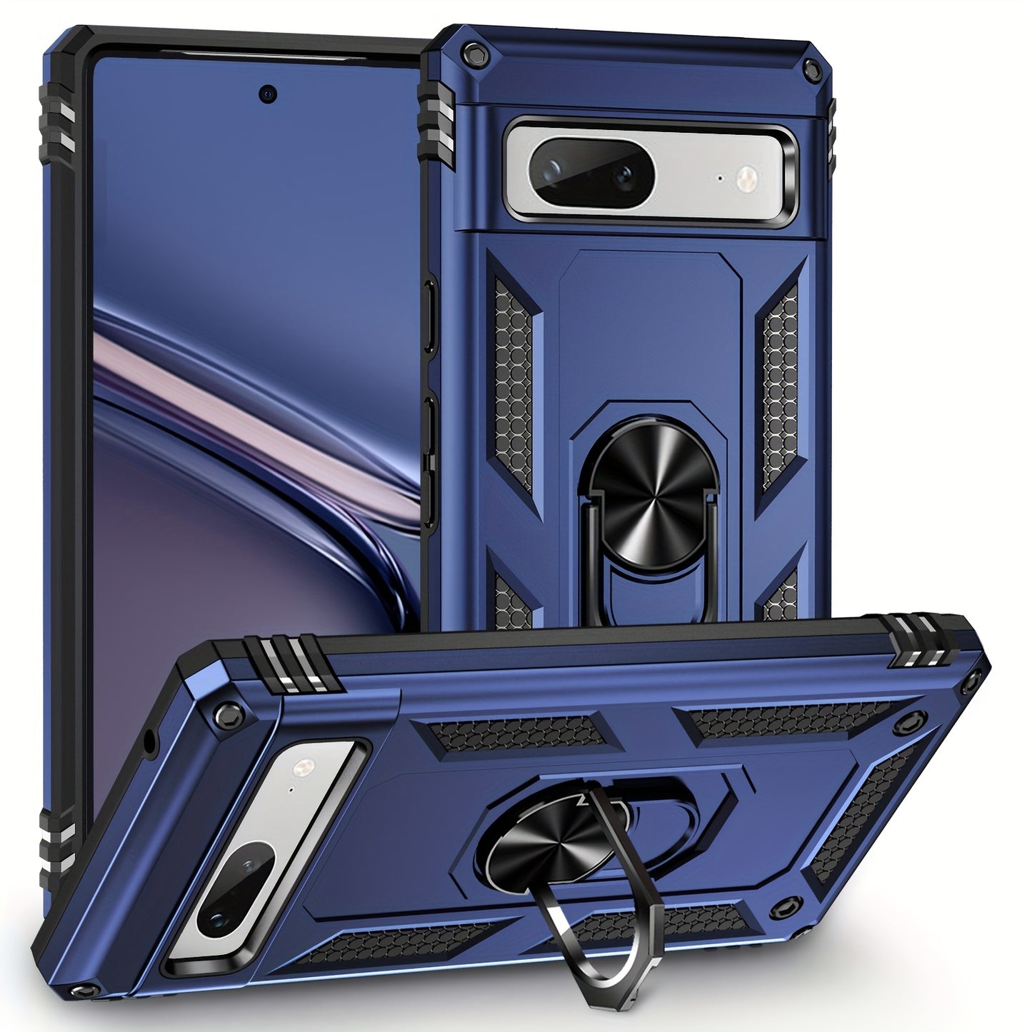 TPU+PC Two-in-one Ring Bracket Anti-fall Phone Case - Suitable For Google 3A/3A XL/4A/4A 5g/Pixel 5/5A 5g/Pixel 6/6 Pro/6A/Pixel 7/7Pro/7A/Pixel 8/8PRO - For Men & Women - Protect Your Phone - Perfect Gift for Tech Lovers