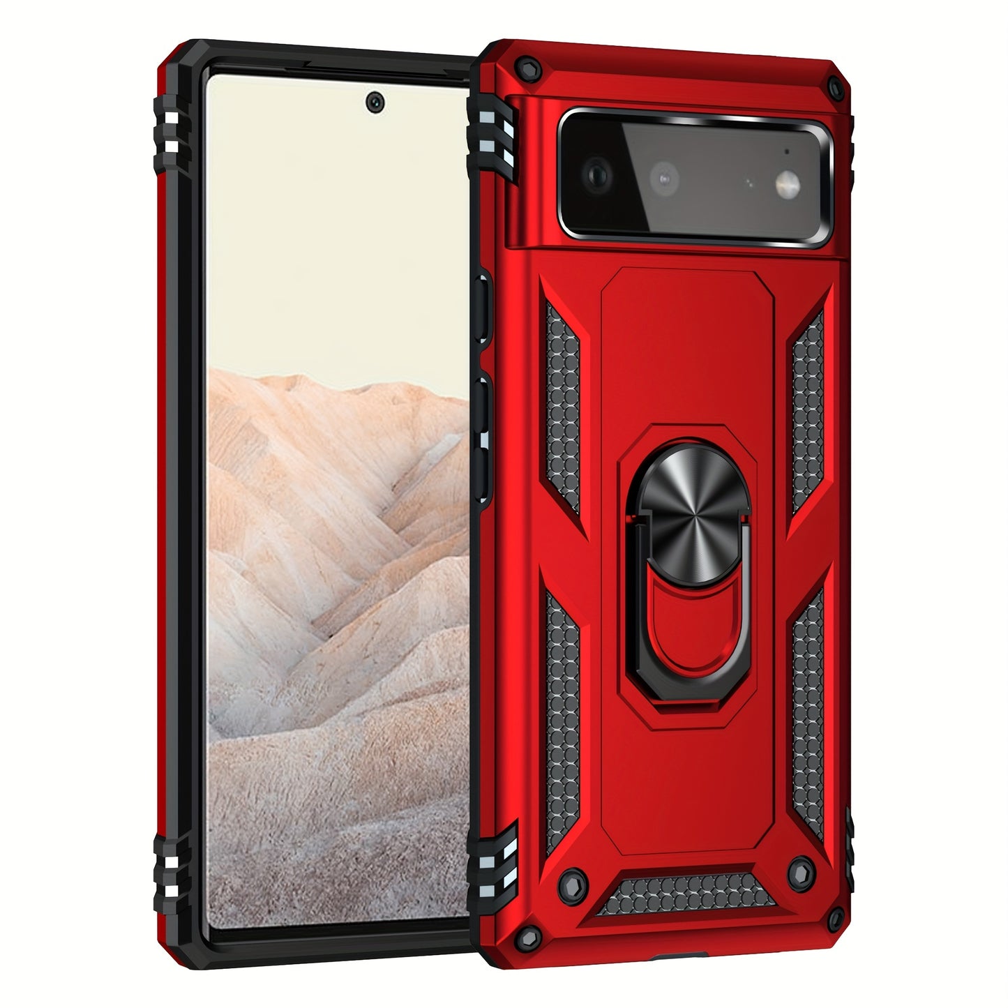TPU+PC Two-in-one Ring Bracket Anti-fall Phone Case - Suitable For Google 3A/3A XL/4A/4A 5g/Pixel 5/5A 5g/Pixel 6/6 Pro/6A/Pixel 7/7Pro/7A/Pixel 8/8PRO - For Men & Women - Protect Your Phone - Perfect Gift for Tech Lovers