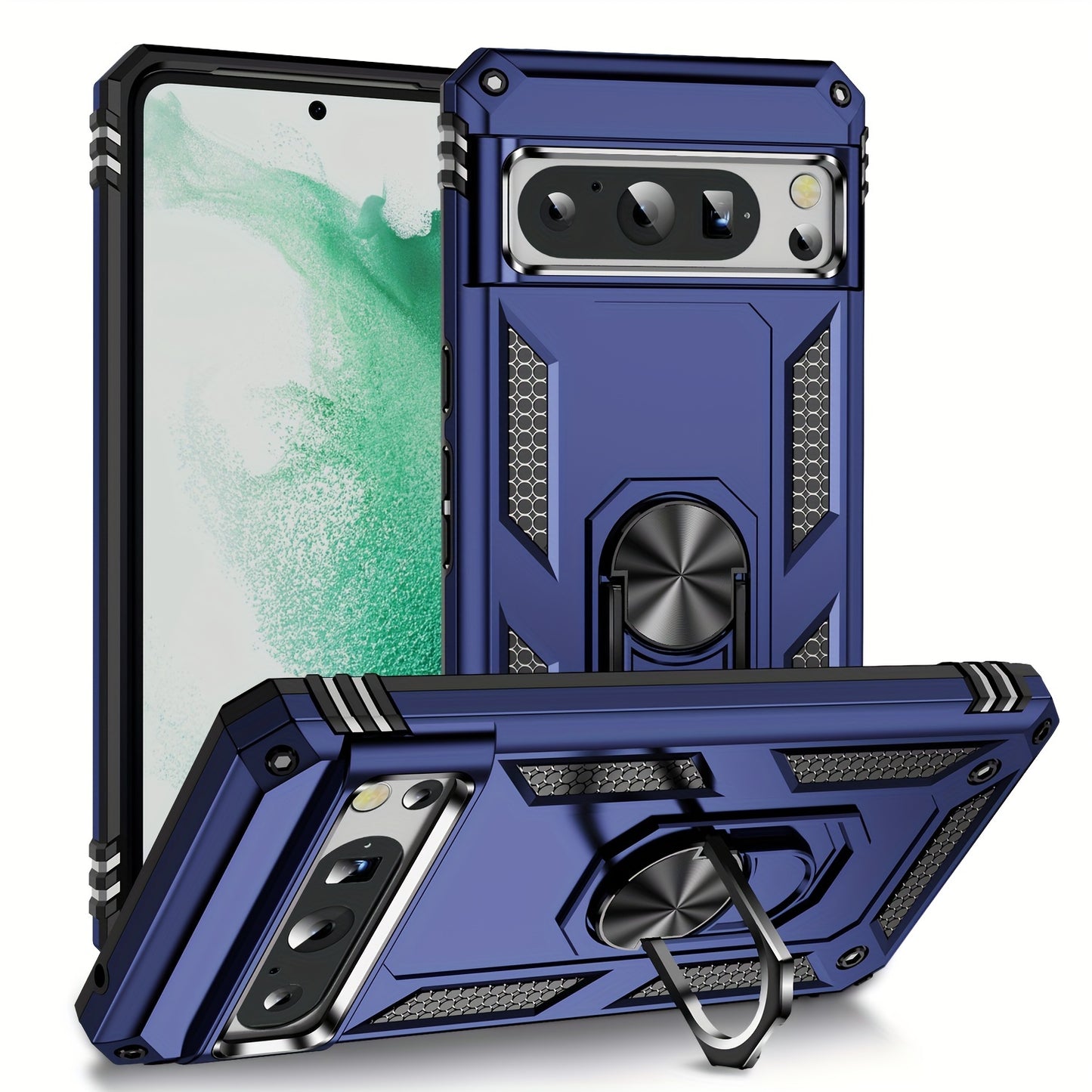 TPU+PC Two-in-one Ring Bracket Anti-fall Phone Case - Suitable For Google 3A/3A XL/4A/4A 5g/Pixel 5/5A 5g/Pixel 6/6 Pro/6A/Pixel 7/7Pro/7A/Pixel 8/8PRO - For Men & Women - Protect Your Phone - Perfect Gift for Tech Lovers