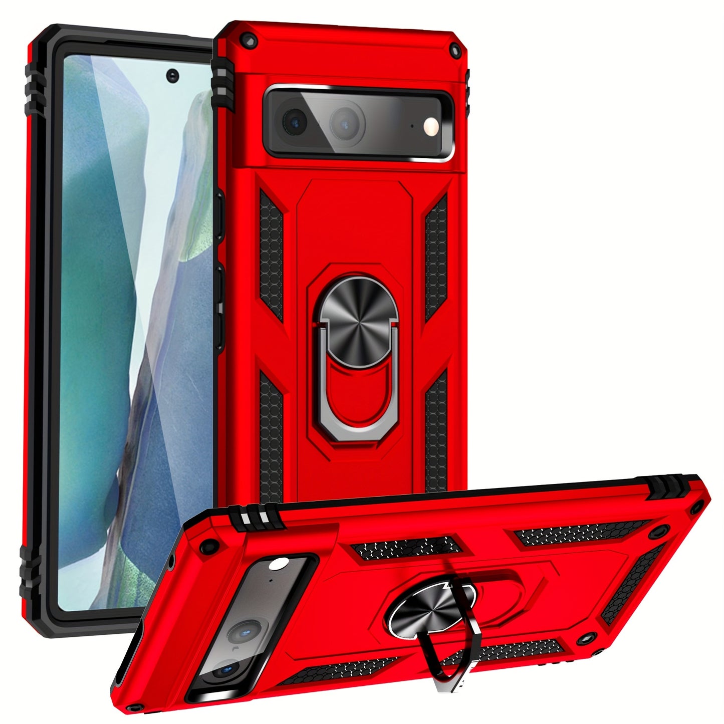 TPU+PC Two-in-one Ring Bracket Anti-fall Phone Case - Suitable For Google 3A/3A XL/4A/4A 5g/Pixel 5/5A 5g/Pixel 6/6 Pro/6A/Pixel 7/7Pro/7A/Pixel 8/8PRO - For Men & Women - Protect Your Phone - Perfect Gift for Tech Lovers