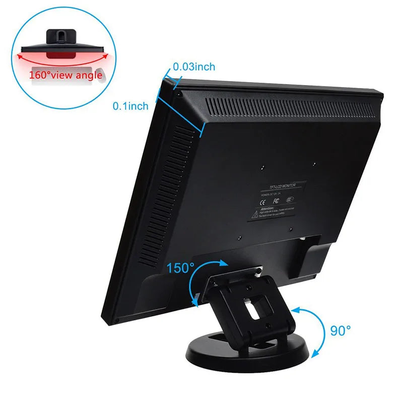 12 Inch 1024x768 800x600 Industrial LCD Monitor Display For CCTV Car DVR Microscope Camera Built-In Speaker