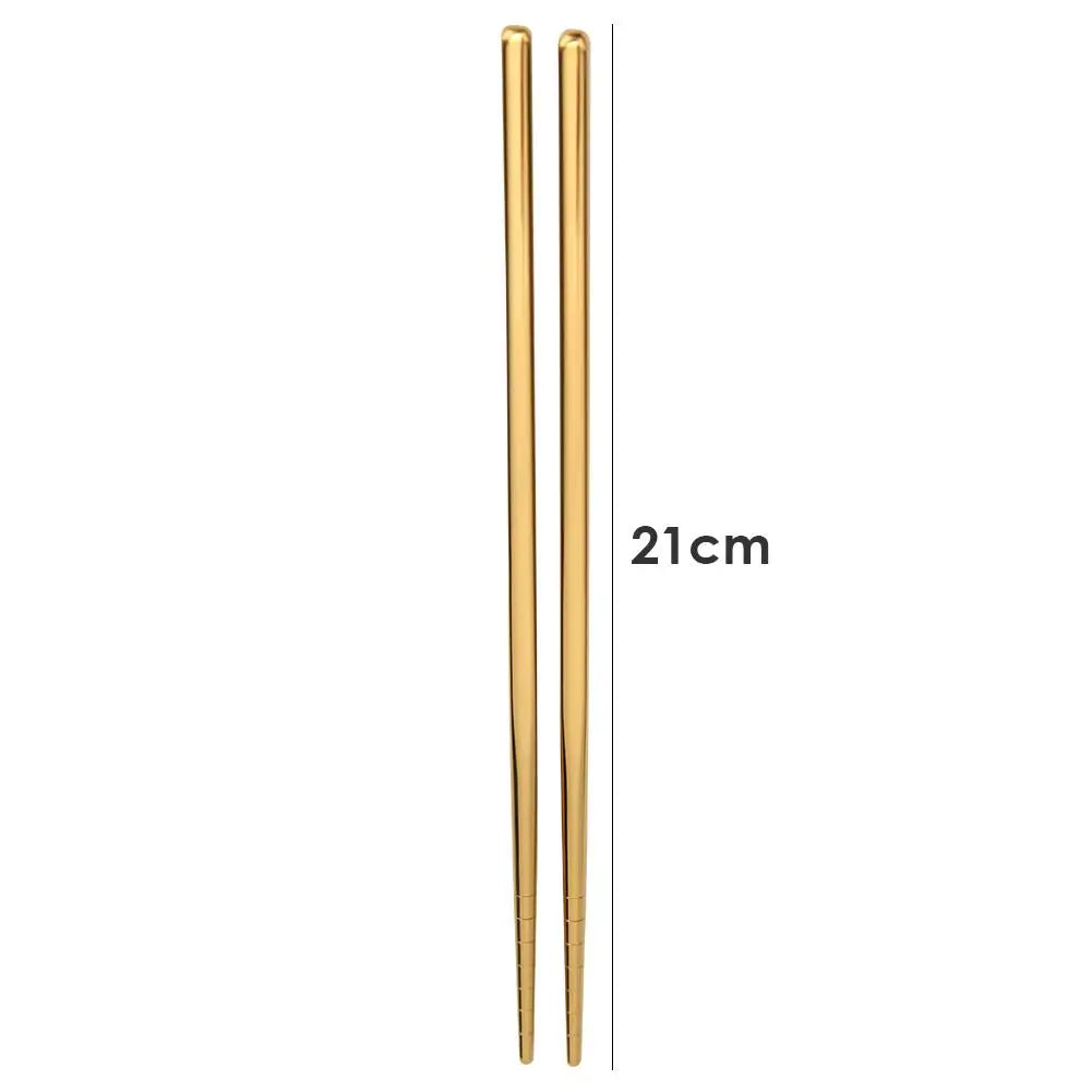 1 Pair Stainless Steel Chopsticks Portable Non-slip Food Sticks Tableware 21cm Chinese Chopsticks Tableware Kitchen Tools