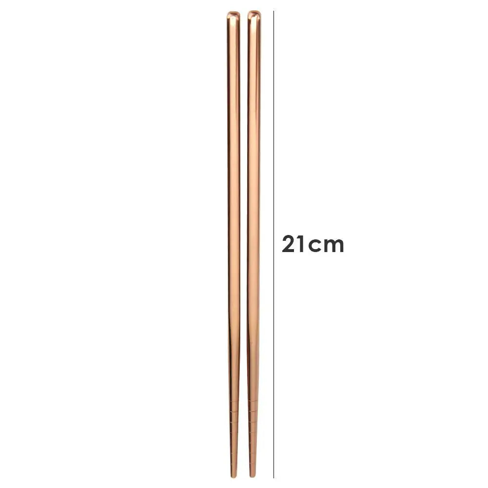 1 Pair Stainless Steel Chopsticks Portable Non-slip Food Sticks Tableware 21cm Chinese Chopsticks Tableware Kitchen Tools