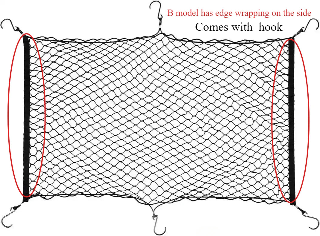 1pc Car Pet Isolation Net Dog Luggage Cat Storage Obstacle Network Safe Driving Fixed Hook Trunk Net Bag 120cm/70 Auto Organizer