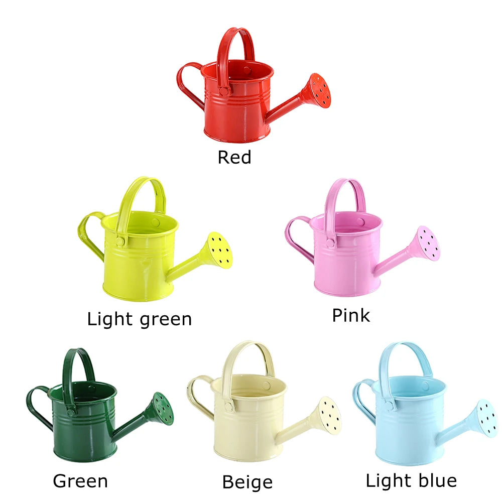 1Pcs Metal Watering Can Garden Flower Kettle Mini Small Water Spraying Pot Sprinkle with Large Capacity For Kids Adult