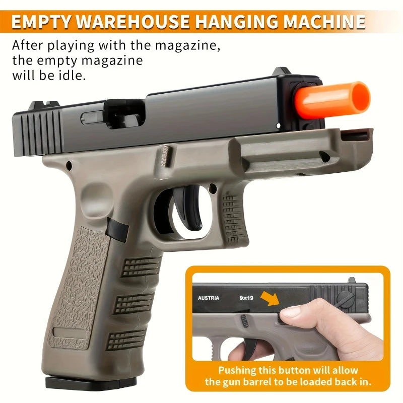 (USA shipment)Soft Bullet Toy Gun - Semi-Automatic Handgun with Shell Ejection and Auto Rebound, Tactical Target Shooting Game
