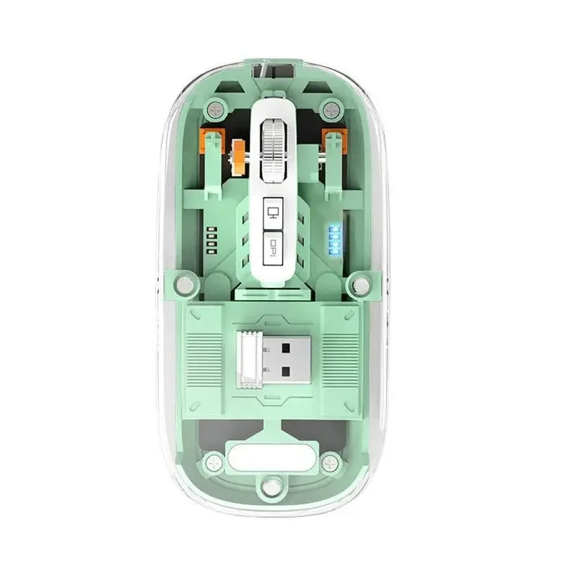 Wireless Bluetooth 5.0 Mouse Mouse 2.4G Rechargeable Mouse Transparent Shell Mice Mouse 2400DPI Game Mouse For PC Laptop Tablet