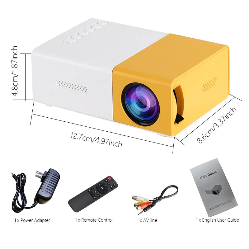 Portable LED projector Equip 72 lnch Screen and Bracket Dlp Full Hd 1000 Lumen Home Theater Media Player Outdoor Mini Projector