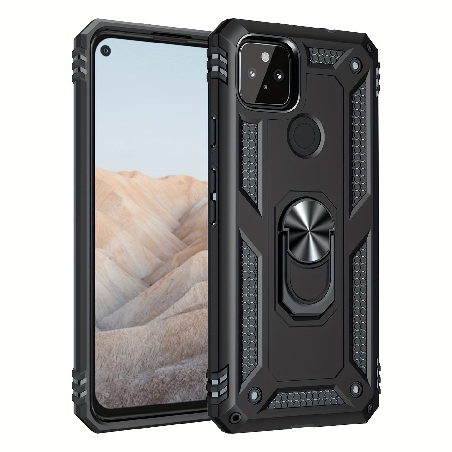 TPU+PC Two-in-one Ring Bracket Anti-fall Phone Case - Suitable For Google 3A/3A XL/4A/4A 5g/Pixel 5/5A 5g/Pixel 6/6 Pro/6A/Pixel 7/7Pro/7A/Pixel 8/8PRO - For Men & Women - Protect Your Phone - Perfect Gift for Tech Lovers