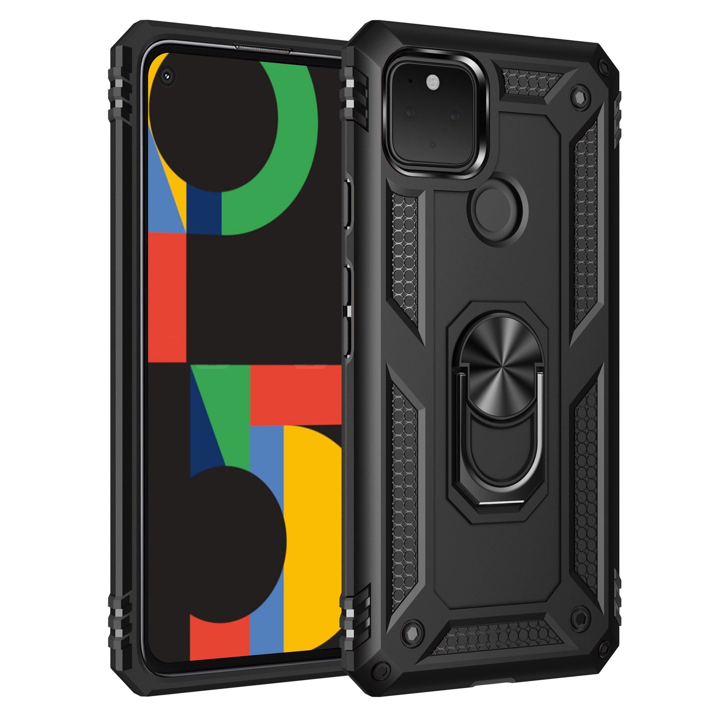 TPU+PC Two-in-one Ring Bracket Anti-fall Phone Case - Suitable For Google 3A/3A XL/4A/4A 5g/Pixel 5/5A 5g/Pixel 6/6 Pro/6A/Pixel 7/7Pro/7A/Pixel 8/8PRO - For Men & Women - Protect Your Phone - Perfect Gift for Tech Lovers