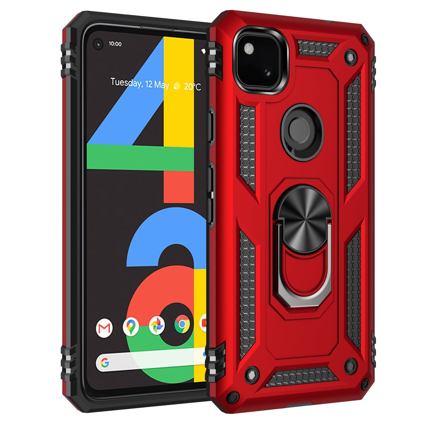 TPU+PC Two-in-one Ring Bracket Anti-fall Phone Case - Suitable For Google 3A/3A XL/4A/4A 5g/Pixel 5/5A 5g/Pixel 6/6 Pro/6A/Pixel 7/7Pro/7A/Pixel 8/8PRO - For Men & Women - Protect Your Phone - Perfect Gift for Tech Lovers