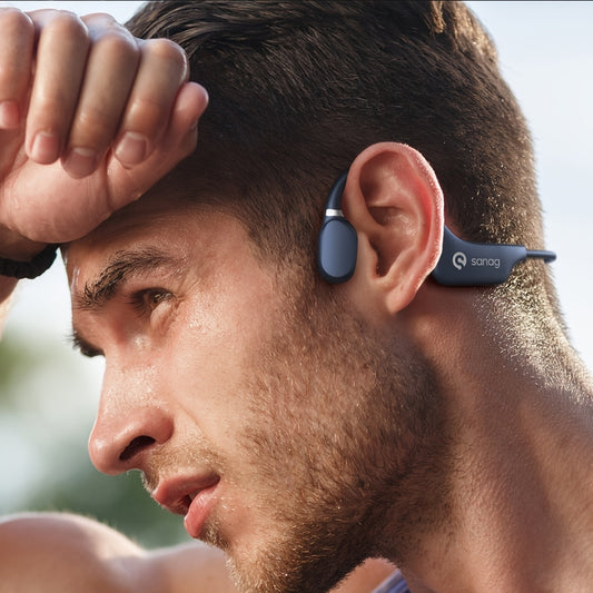 Sanag A5X True Bone Conduction Open Ear Wireless Sport Headphones - Immersive 3D Stereo Sound, Sweatproof, Lightweight, Long Battery Life - Ideal for Running, Jogging, Cycling, and Fitness Enthusiasts