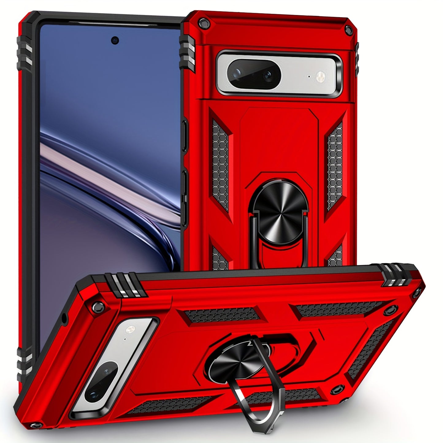 TPU+PC Two-in-one Ring Bracket Anti-fall Phone Case - Suitable For Google 3A/3A XL/4A/4A 5g/Pixel 5/5A 5g/Pixel 6/6 Pro/6A/Pixel 7/7Pro/7A/Pixel 8/8PRO - For Men & Women - Protect Your Phone - Perfect Gift for Tech Lovers