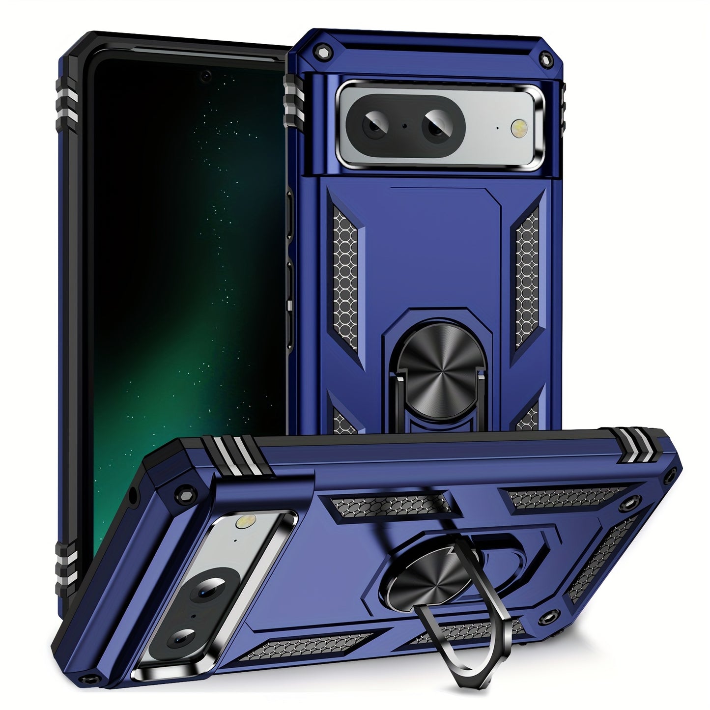 TPU+PC Two-in-one Ring Bracket Anti-fall Phone Case - Suitable For Google 3A/3A XL/4A/4A 5g/Pixel 5/5A 5g/Pixel 6/6 Pro/6A/Pixel 7/7Pro/7A/Pixel 8/8PRO - For Men & Women - Protect Your Phone - Perfect Gift for Tech Lovers