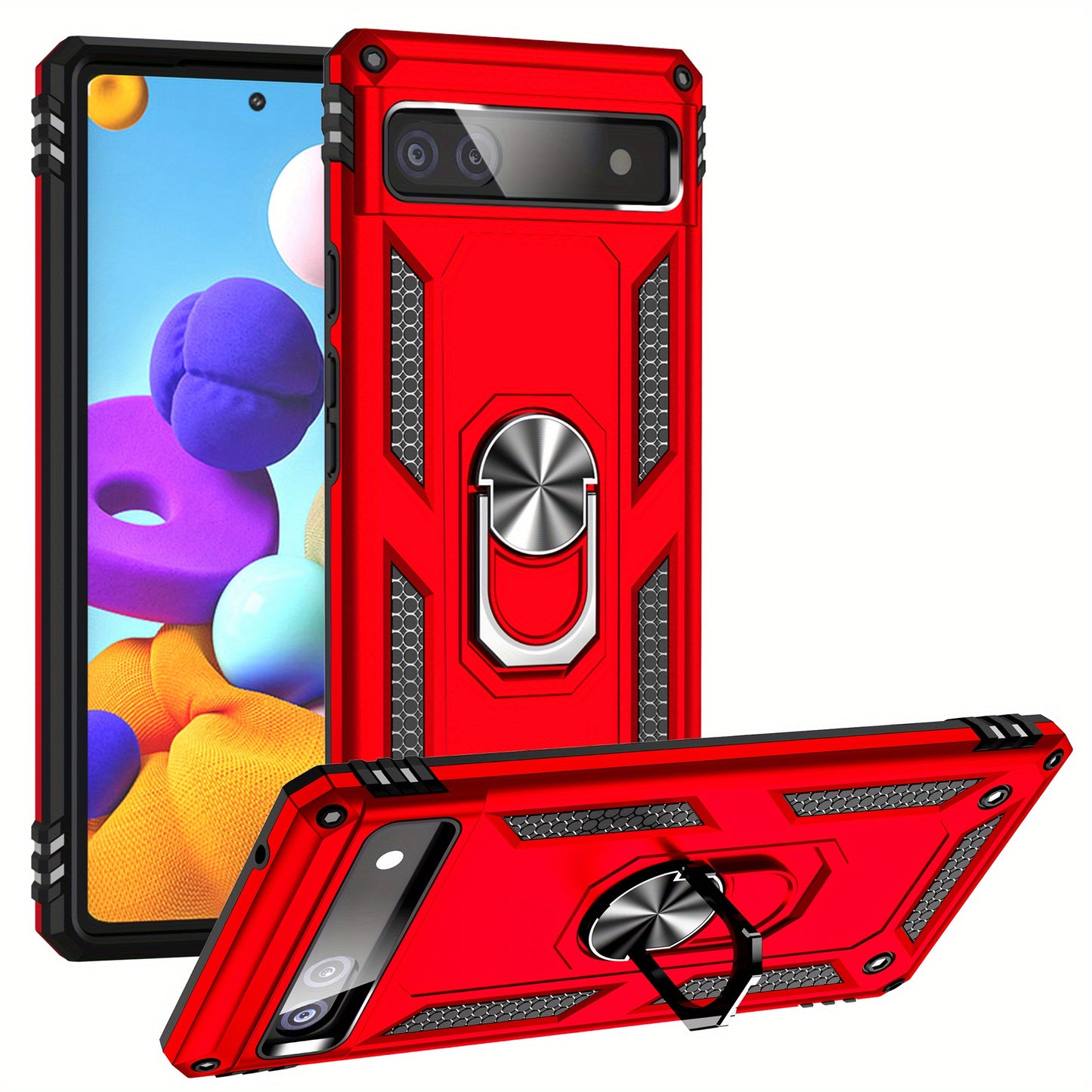 TPU+PC Two-in-one Ring Bracket Anti-fall Phone Case - Suitable For Google 3A/3A XL/4A/4A 5g/Pixel 5/5A 5g/Pixel 6/6 Pro/6A/Pixel 7/7Pro/7A/Pixel 8/8PRO - For Men & Women - Protect Your Phone - Perfect Gift for Tech Lovers