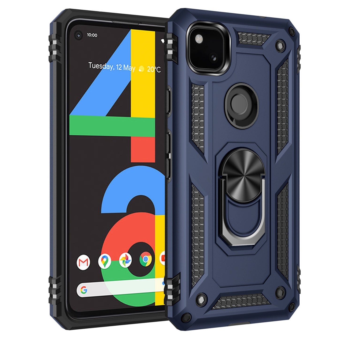 TPU+PC Two-in-one Ring Bracket Anti-fall Phone Case - Suitable For Google 3A/3A XL/4A/4A 5g/Pixel 5/5A 5g/Pixel 6/6 Pro/6A/Pixel 7/7Pro/7A/Pixel 8/8PRO - For Men & Women - Protect Your Phone - Perfect Gift for Tech Lovers