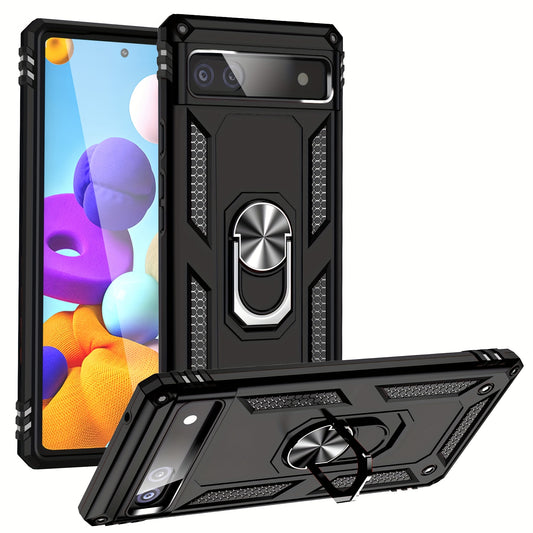 TPU+PC Two-in-one Ring Bracket Anti-fall Phone Case - Suitable For Google 3A/3A XL/4A/4A 5g/Pixel 5/5A 5g/Pixel 6/6 Pro/6A/Pixel 7/7Pro/7A/Pixel 8/8PRO - For Men & Women - Protect Your Phone - Perfect Gift for Tech Lovers