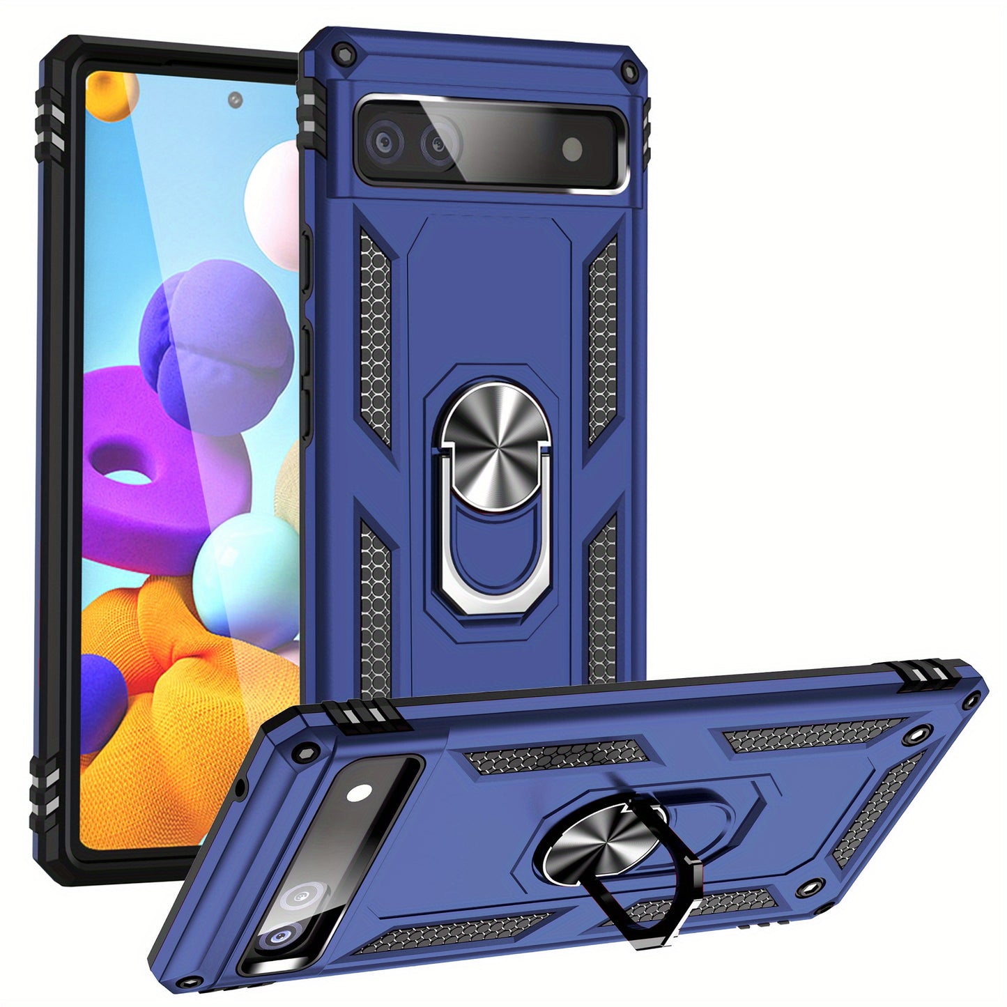 TPU+PC Two-in-one Ring Bracket Anti-fall Phone Case - Suitable For Google 3A/3A XL/4A/4A 5g/Pixel 5/5A 5g/Pixel 6/6 Pro/6A/Pixel 7/7Pro/7A/Pixel 8/8PRO - For Men & Women - Protect Your Phone - Perfect Gift for Tech Lovers