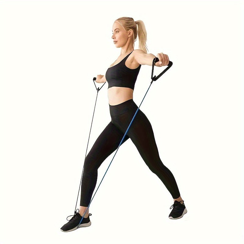 [1pc Premium U-Shaped Resistance Band] 1pc Premium TPE Resistance Band - U-Shaped, Elastic Fitness Rope with Comfort Handles in Red/Green/Black - Ideal for Home Workouts & Strength Training
