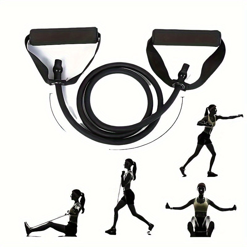 [1pc Premium U-Shaped Resistance Band] 1pc Premium TPE Resistance Band - U-Shaped, Elastic Fitness Rope with Comfort Handles in Red/Green/Black - Ideal for Home Workouts & Strength Training