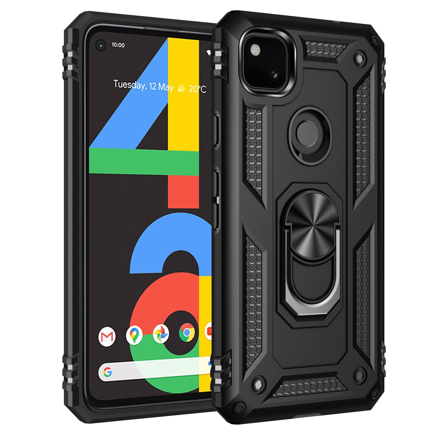 TPU+PC Two-in-one Ring Bracket Anti-fall Phone Case - Suitable For Google 3A/3A XL/4A/4A 5g/Pixel 5/5A 5g/Pixel 6/6 Pro/6A/Pixel 7/7Pro/7A/Pixel 8/8PRO - For Men & Women - Protect Your Phone - Perfect Gift for Tech Lovers