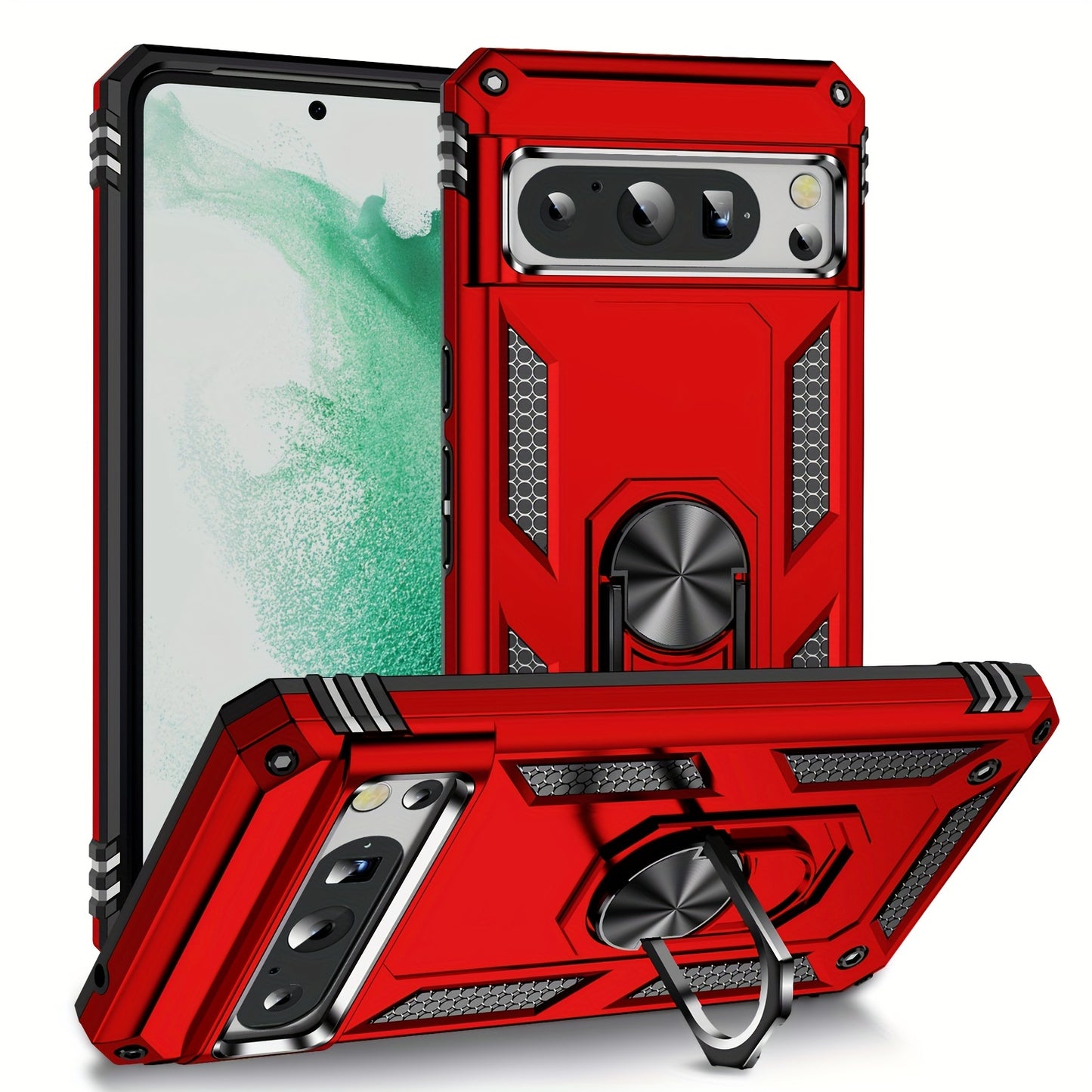 TPU+PC Two-in-one Ring Bracket Anti-fall Phone Case - Suitable For Google 3A/3A XL/4A/4A 5g/Pixel 5/5A 5g/Pixel 6/6 Pro/6A/Pixel 7/7Pro/7A/Pixel 8/8PRO - For Men & Women - Protect Your Phone - Perfect Gift for Tech Lovers