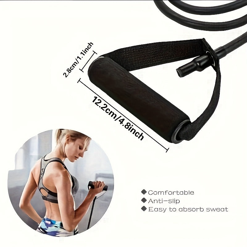[1pc Premium U-Shaped Resistance Band] 1pc Premium TPE Resistance Band - U-Shaped, Elastic Fitness Rope with Comfort Handles in Red/Green/Black - Ideal for Home Workouts & Strength Training