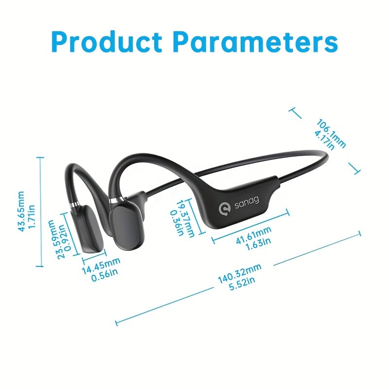 Sanag A5X True Bone Conduction Open Ear Wireless Sport Headphones - Immersive 3D Stereo Sound, Sweatproof, Lightweight, Long Battery Life - Ideal for Running, Jogging, Cycling, and Fitness Enthusiasts