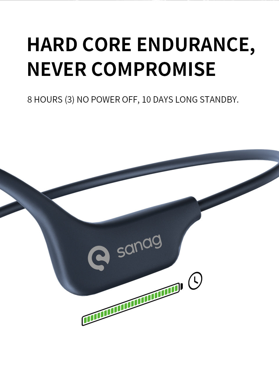 Sanag A5X True Bone Conduction Open Ear Wireless Sport Headphones - Immersive 3D Stereo Sound, Sweatproof, Lightweight, Long Battery Life - Ideal for Running, Jogging, Cycling, and Fitness Enthusiasts