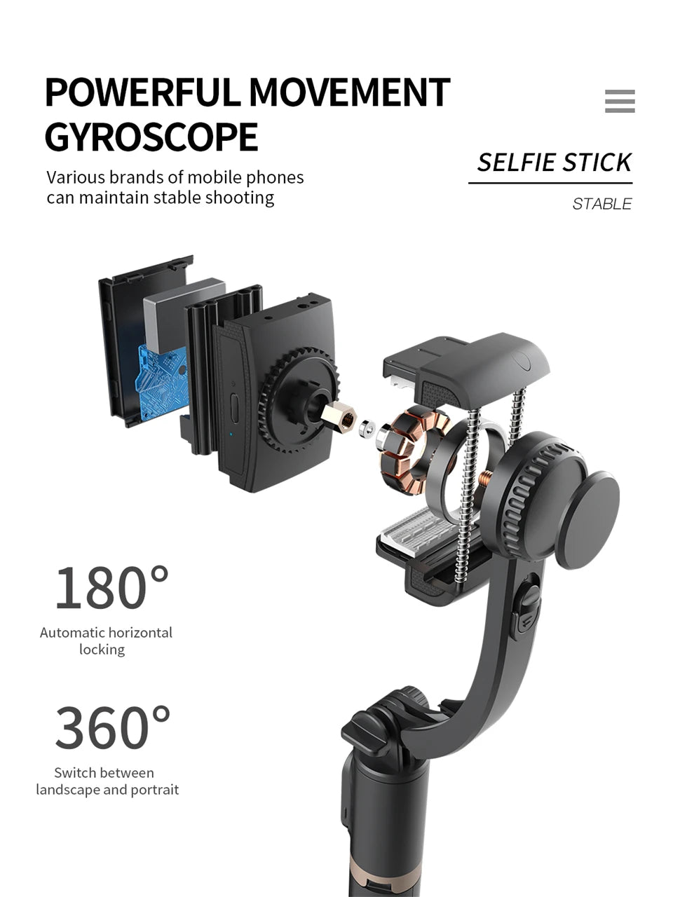 2025 NEW Gimbal Stabilizer Selfie Stick Foldable Wireless Tripod with Bluetooth Shutter Monopod for IOS Android