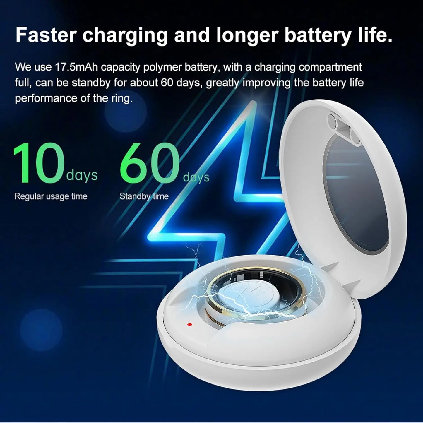 Smart Ring Health Tracker - Fitness Sleep Heart Rate Blood Oxygen Tracker Smart Ring for Men and Women,IP68 Waterproof Level Blu