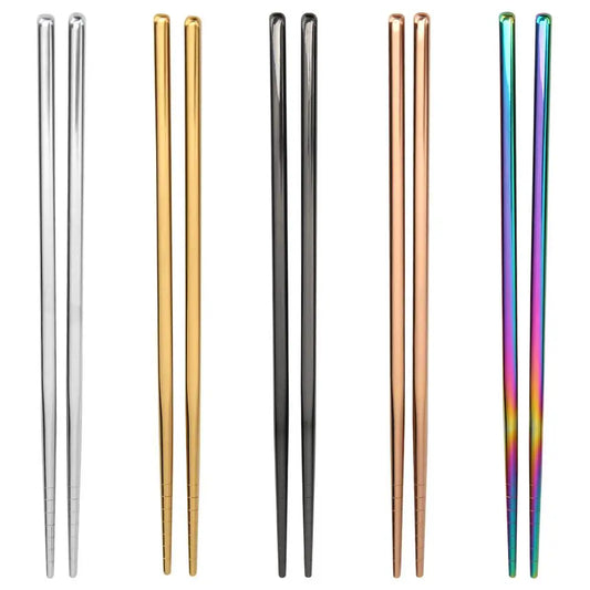 1 Pair Stainless Steel Chopsticks Portable Non-slip Food Sticks Tableware 21cm Chinese Chopsticks Tableware Kitchen Tools