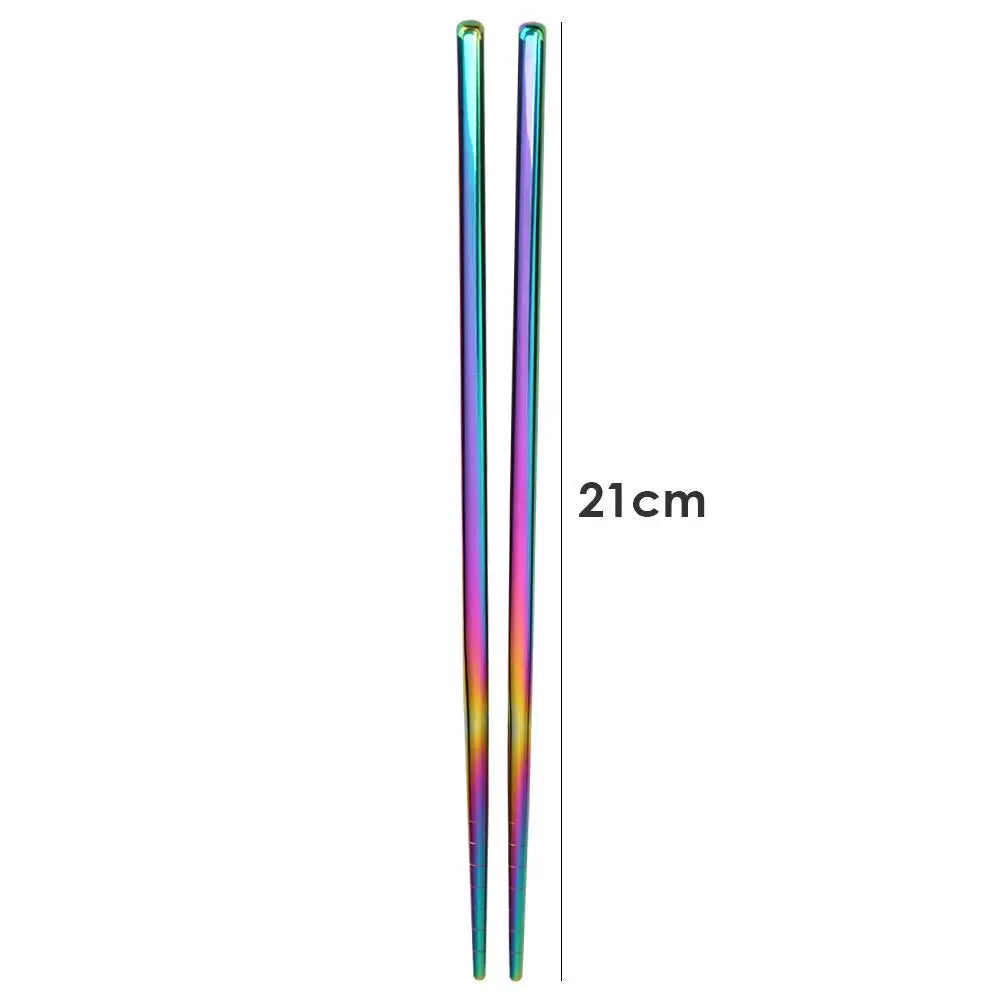1 Pair Stainless Steel Chopsticks Portable Non-slip Food Sticks Tableware 21cm Chinese Chopsticks Tableware Kitchen Tools