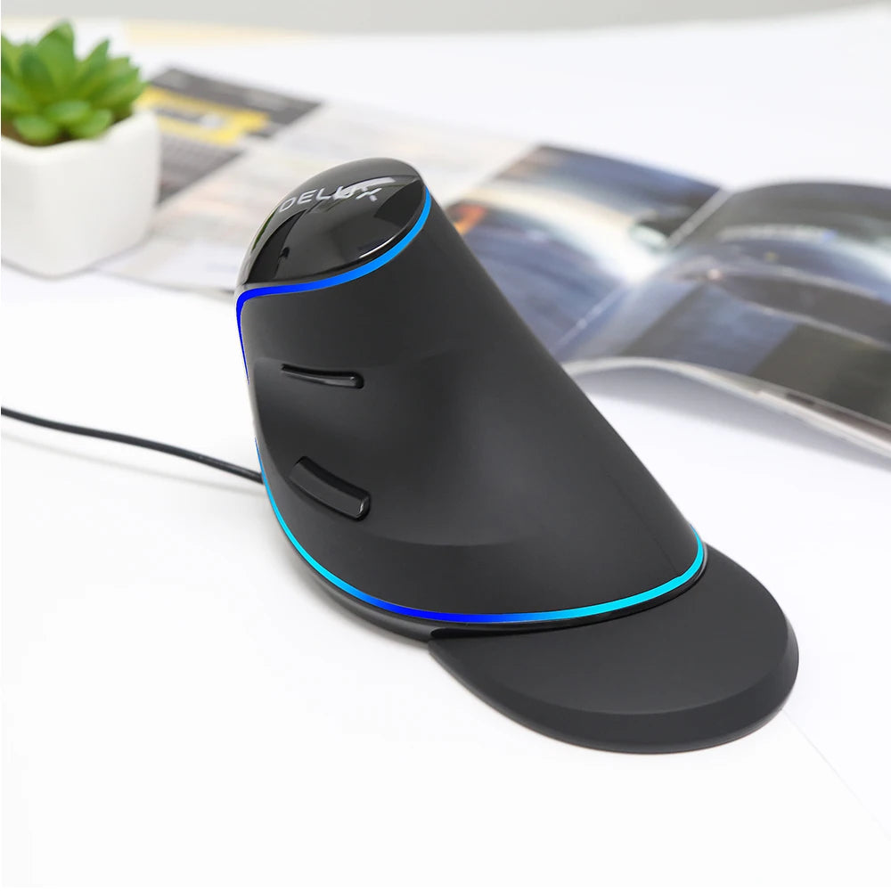 12800DPI Ergonomics Vertical Gaming Programmable Macro Delux M618 PLUS Wired Mouse 6 Buttons RGB Wireless Right Hand Mice