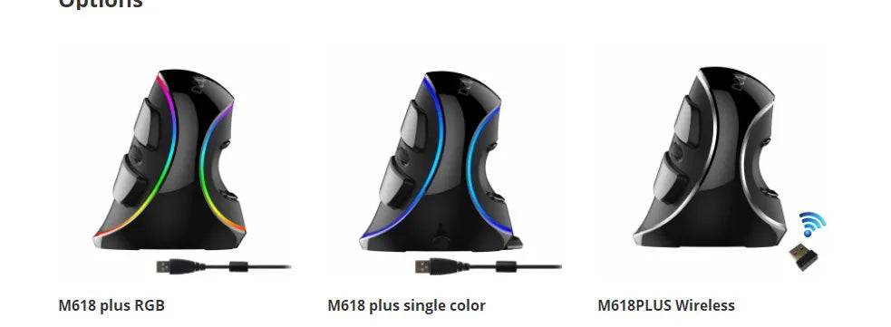 12800DPI Ergonomics Vertical Gaming Programmable Macro Delux M618 PLUS Wired Mouse 6 Buttons RGB Wireless Right Hand Mice