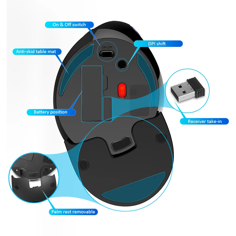 12800DPI Ergonomics Vertical Gaming Programmable Macro Delux M618 PLUS Wired Mouse 6 Buttons RGB Wireless Right Hand Mice