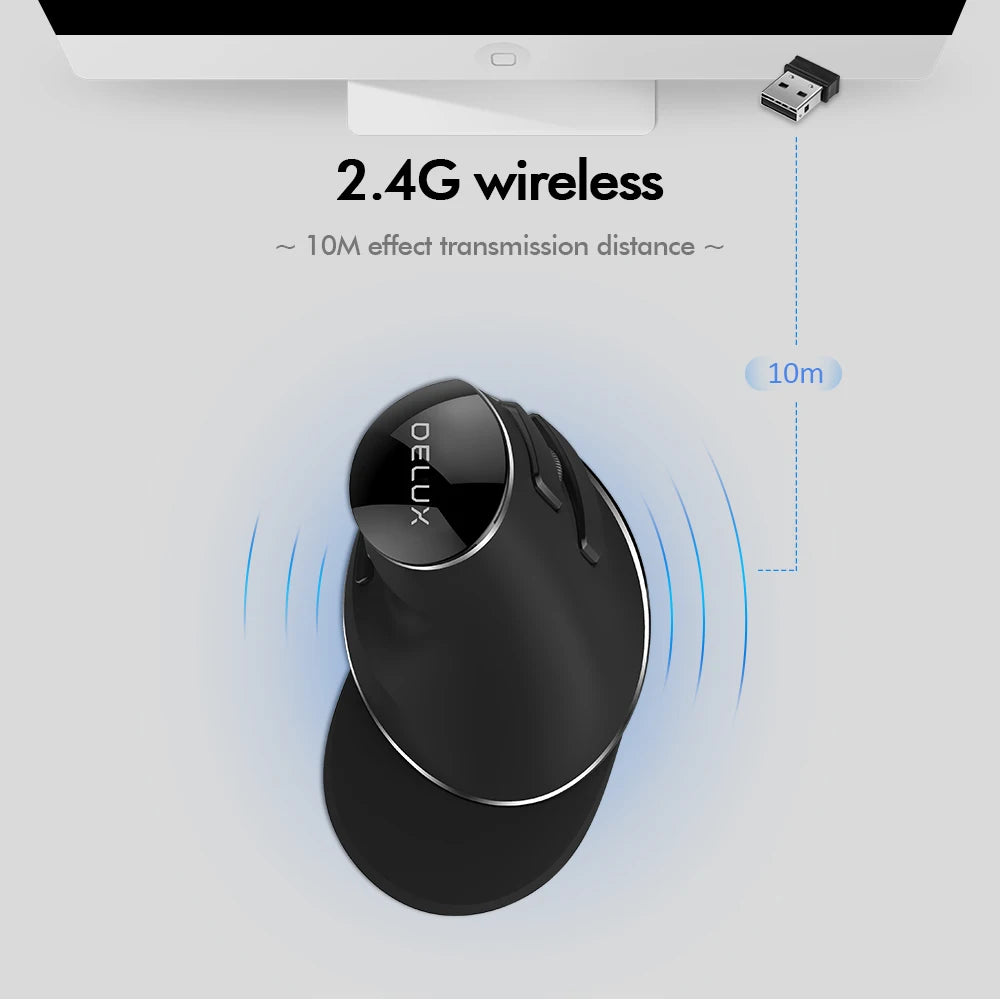 12800DPI Ergonomics Vertical Gaming Programmable Macro Delux M618 PLUS Wired Mouse 6 Buttons RGB Wireless Right Hand Mice