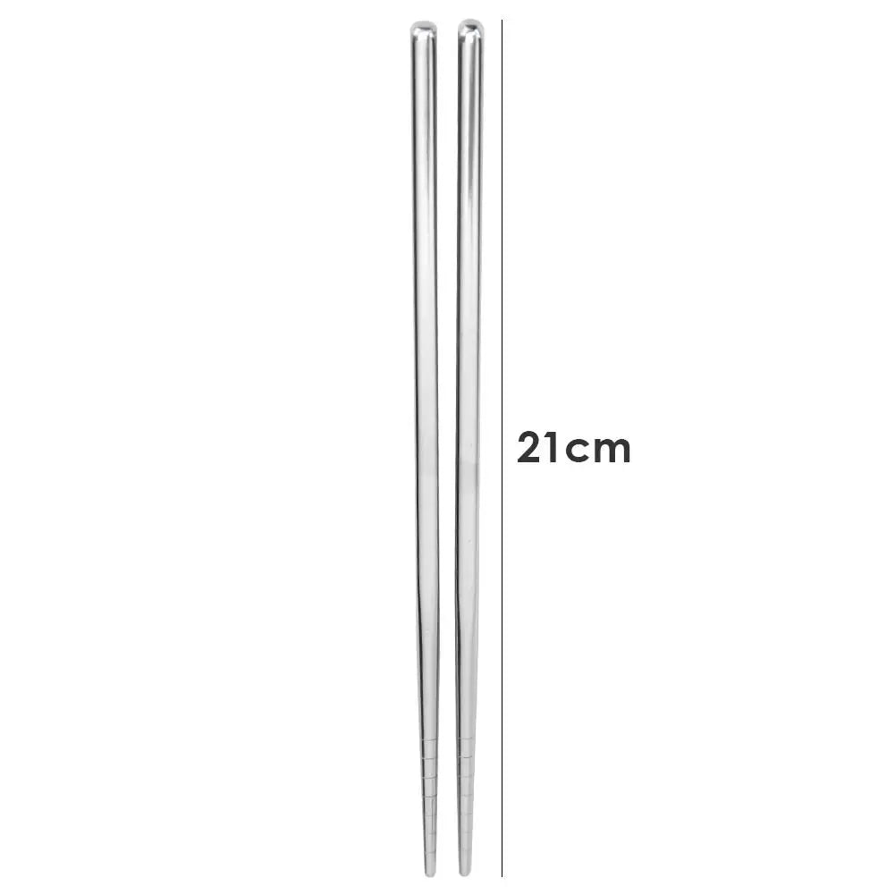1 Pair Stainless Steel Chopsticks Portable Non-slip Food Sticks Tableware 21cm Chinese Chopsticks Tableware Kitchen Tools