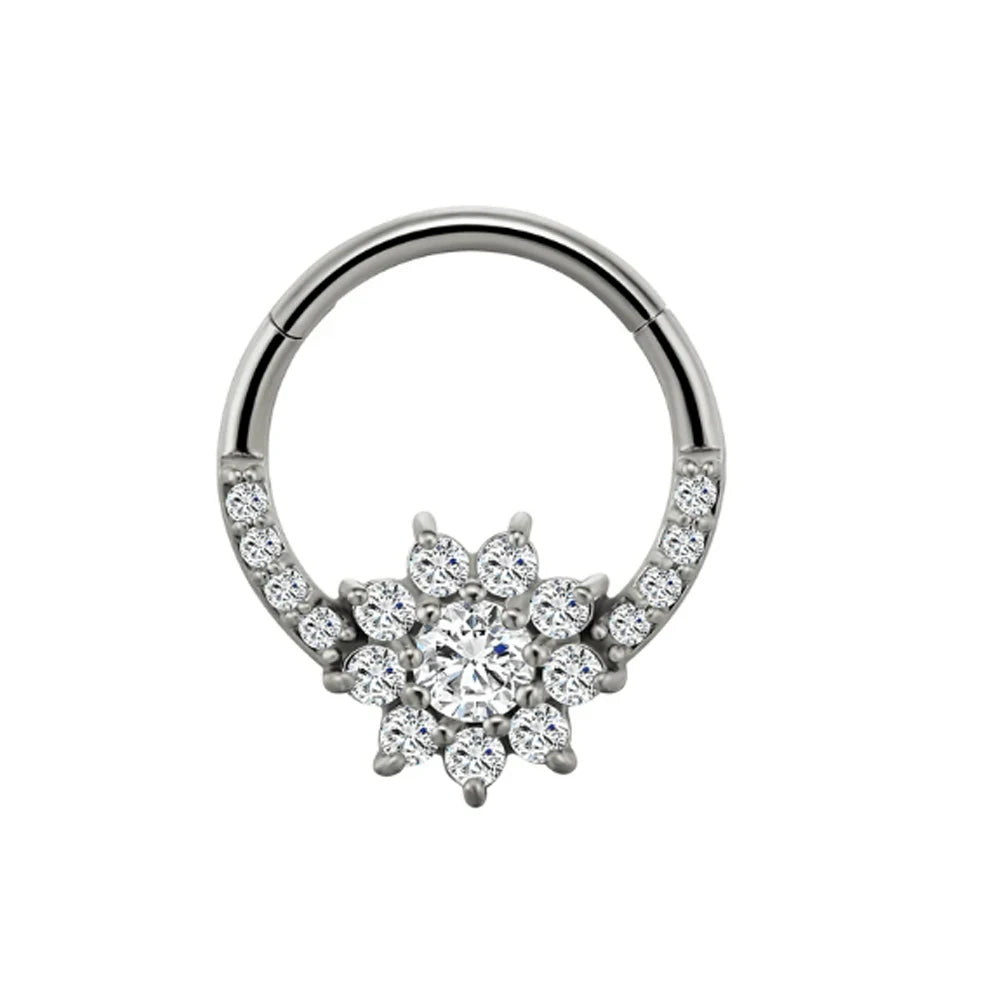 Zircon Clicker Daith Piercing Nose Ring  Ear Cartilage Helix Hoop Body Septum For Women Men 316L Surgical Steel